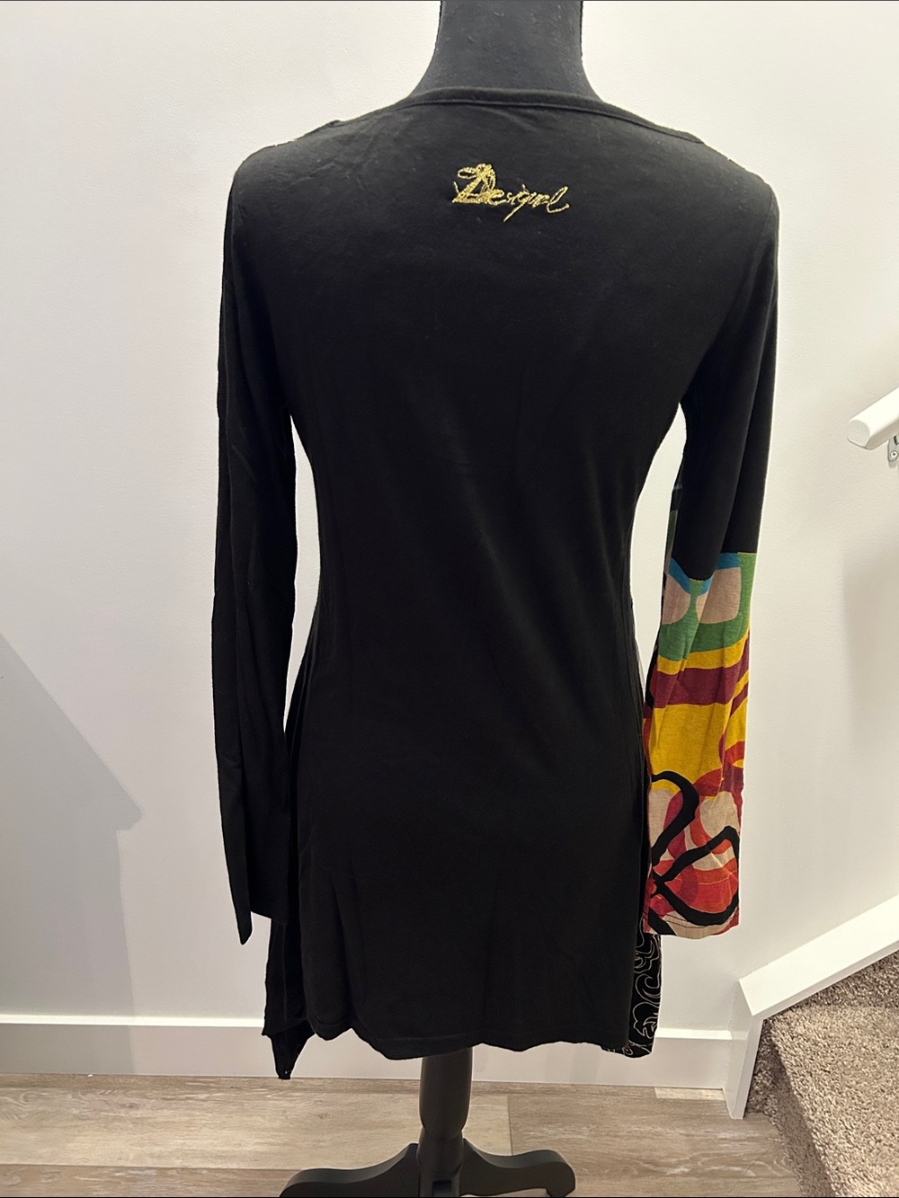 Desigual Black Long-Sleeve Floral & Ornate Print Dress Size M - Picture 5 of 5
